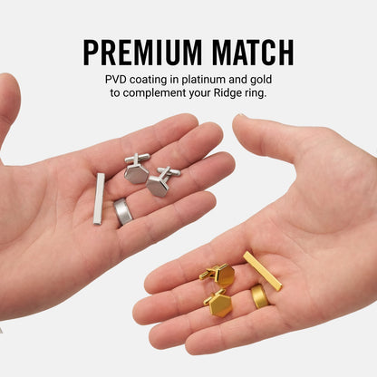 Tie Bar & Cufflinks Kit - 24K Gold
